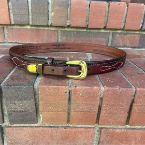 The Real McCoy Brown Leather Belt with Brass Hardware